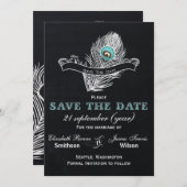 krijtbordpauw, bespaart de datum save the date (Voorkant / Achterkant)