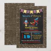 Krijtbordraketten of linten Gender Reveal Kaart (Voorkant / Achterkant)