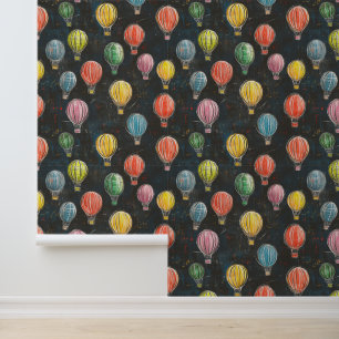 Krijtbordtekeningen Hete Luchtballon Kleurenpatroo Behang