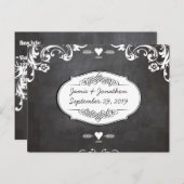 Krijtbordtypografie Bruiloften Aankondigingskaart (Voorkant / Achterkant)