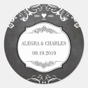 Krijtbordtypografie Bruiloften Ronde Sticker