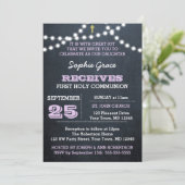 Krijtbordverlichting Lila Eerste Heilige Communie Kaart (Staand voorkant)