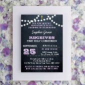 Krijtbordverlichting Lila Eerste Heilige Communie Kaart