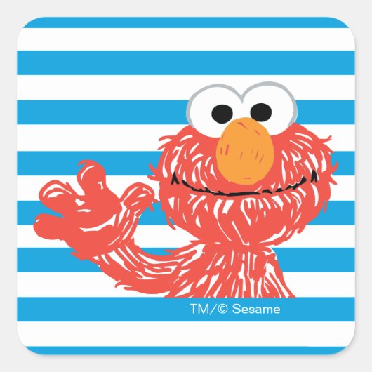 Krijtje Elmo Streeppatroon Vierkante Sticker (Voorkant)