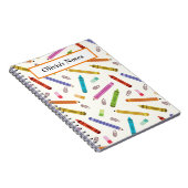 Krijtjes en potloden patroon aangepaste school notitieboek (Rechterzijde)