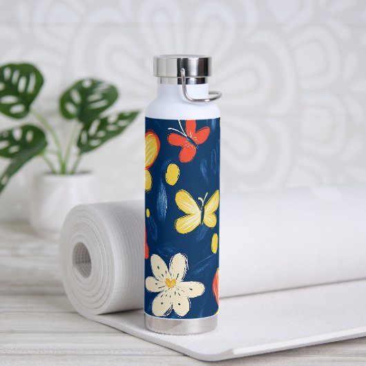 Krijtjes en Vlinder Bloemen Waterfles (Yoga)