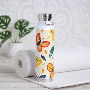 Krijtjes en Vlinder Bloemen Waterfles