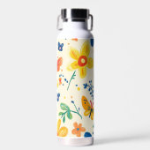 Krijtjes en Vlinder Bloemen Waterfles (Voorkant)