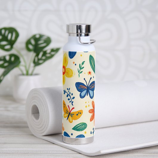 Krijtjes en Vlinder Bloemen Waterfles (Yoga)