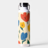Krijtjes en Vlinder Bloemen Waterfles (Voorkant)