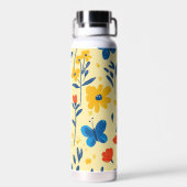 Krijtjes en Vlinder Bloemen Waterfles (Achterkant)
