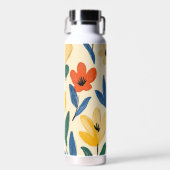 Krijtjes en Vlinder Bloemen Waterfles (Voorkant)