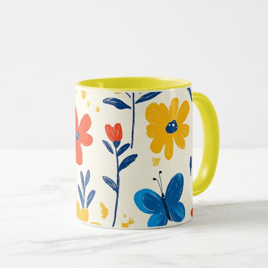 Krijtjes en vlinderbloemen mok (Voorkant rechts)