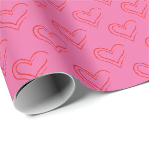 Krijtjes Harten op Roze Valentijnsdag Cadeauverpak Cadeaupapier