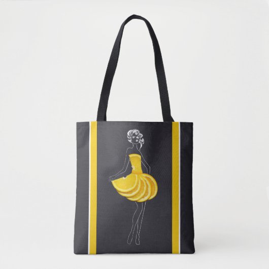 Krijtlijn Art Vrouw Tropisch Sinaasappel Tote Bag (Voorkant)