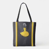 Krijtlijn Art Vrouw Tropisch Sinaasappel Tote Bag (Achterkant)
