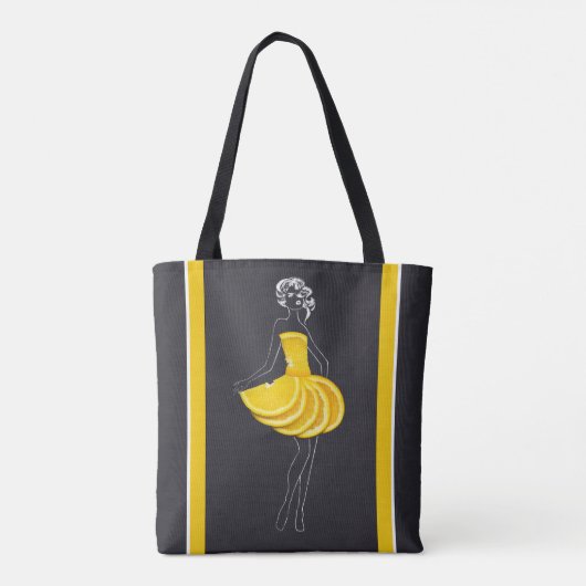 Krijtlijn Art Vrouw Tropisch Sinaasappel Tote Bag (Achterkant)