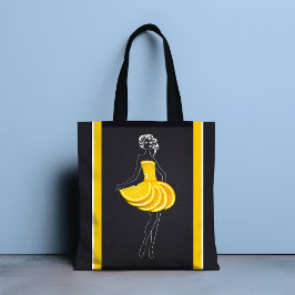 Krijtlijn Art Vrouw Tropisch Sinaasappel Tote Bag