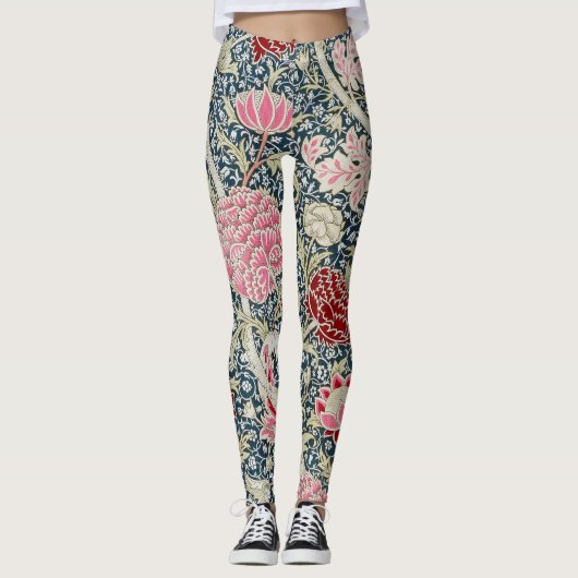 Krijtpatroon (van William Morris) Kunst Leggings (Voorkant)