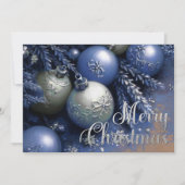 Krijttekening Blauwe en zilveren kerstversieringen Kaart (Voorkant)