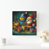 Krijttekening Leuke Kerst Scene Speelgoed Kerstver Vierkante Klok (Huis)