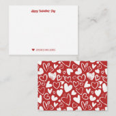 Krijttekening Rood Hart Patroon Valentijnsdag Notitiekaartje (Voorkant / Achterkant)