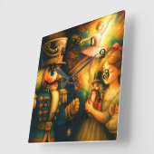 Krijttekening Schattigee Notenkraker Ballet Kerst Vierkante Klok (Hoek)