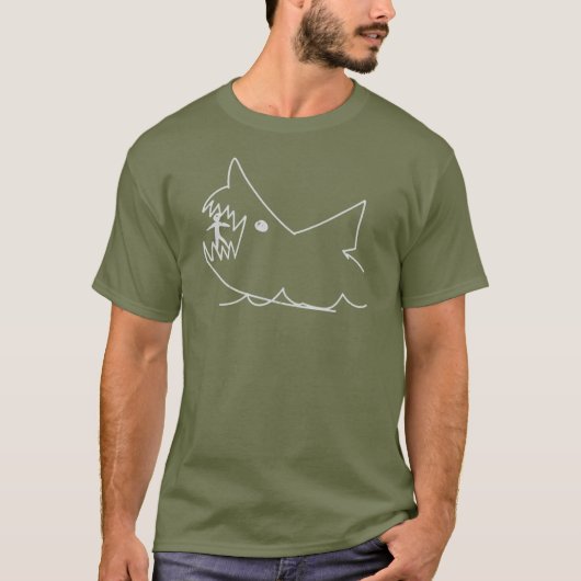 Krijttekening van Jaws T-shirt (Voorkant)
