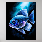 Krijttekening van vis op zwart II Poster (Voorkant)