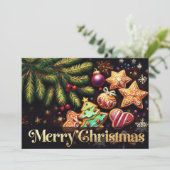 Krijttekening Versierde Kerstkoekjes 2 Kaart (Staand voorkant)