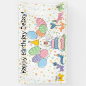 Krijtwitte Labradoodle Hond Verjaardagsfeest Spandoek (Verticaal)