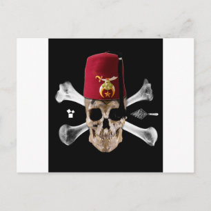 Krimpende Masonic Skull en Botten met Fez Briefkaart
