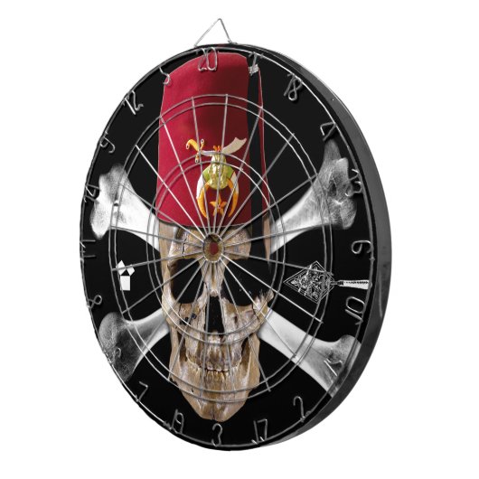 Krimpende Masonic Skull en Botten met Fez Dartbord (Voorkant Rechts)