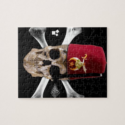 Krimpende Masonic Skull en Botten met Fez Legpuzzel (Horizontaal)