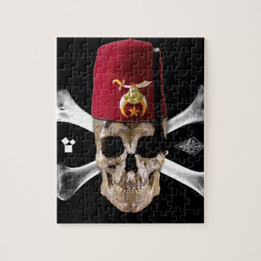 Krimpende Masonic Skull en Botten met Fez Legpuzzel (Verticaal)