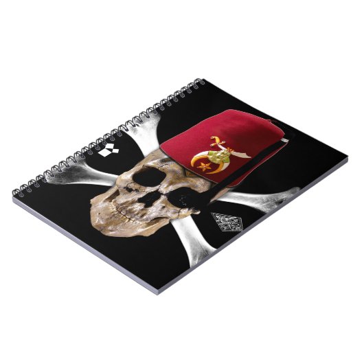 Krimpende Masonic Skull en Botten met Fez Notitieboek (Linkerzijde)