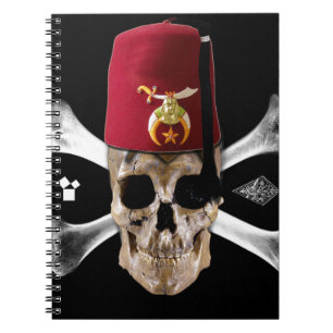 Krimpende Masonic Skull en Botten met Fez Notitieboek