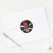 Krimpende Masonic Skull en Botten met Fez Ronde Sticker (Envelop)