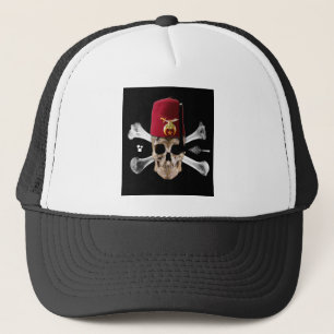 Krimpende Masonic Skull en Botten met Fez Trucker Pet