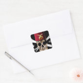 Krimpende Masonic Skull en Botten met Fez Vierkante Sticker (Envelop)
