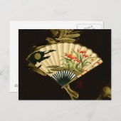 Krimpende oosterse ventilator met Floral Design Briefkaart (Voorkant / Achterkant)