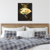 Krimpende oosterse ventilator met Floral Design Canvas Afdruk (Insitu (Slaapkamer))