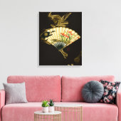 Krimpende oosterse ventilator met Floral Design Canvas Afdruk (Insitu (Woonkamer))