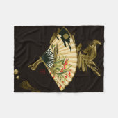 Krimpende oosterse ventilator met Floral Design Fleece Deken (Voorkant (Horizontaal))