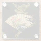 Krimpende oosterse ventilator met Floral Design Glazen Onderzetter (Achterkant)