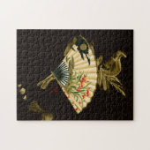Krimpende oosterse ventilator met Floral Design Legpuzzel (Horizontaal)