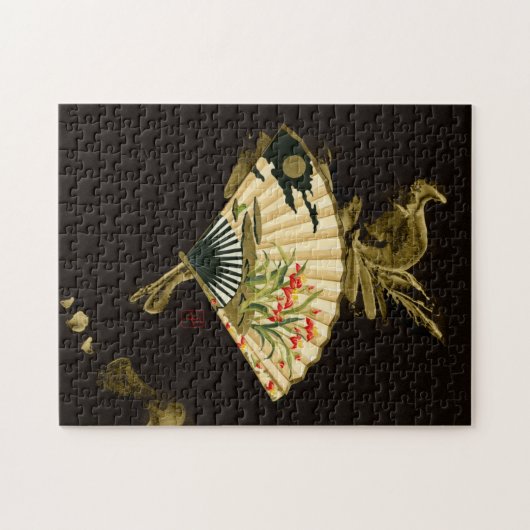 Krimpende oosterse ventilator met Floral Design Legpuzzel (Horizontaal)