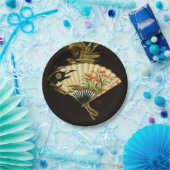 Krimpende oosterse ventilator met Floral Design Papieren Bordje (Feest)