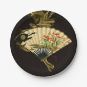 Krimpende oosterse ventilator met Floral Design Papieren Bordje (Voorkant)