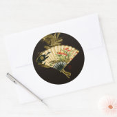 Krimpende oosterse ventilator met Floral Design Ronde Sticker (Envelop)